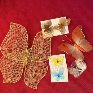 Butterflies Rattan and Nylon Wired Vintage Lot of 7